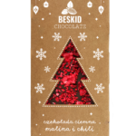 Czekolada świąteczna ciemna z malinami i chili 100g