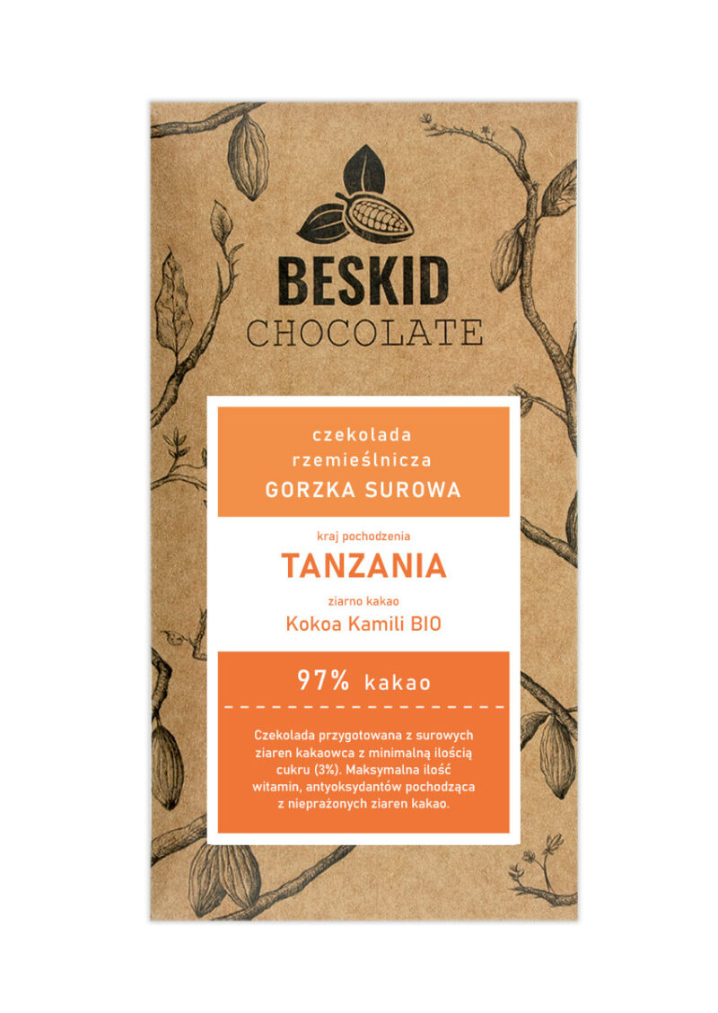 Surowa Tanzania 97% Czekolada ciemna surowa 97% Tanzania