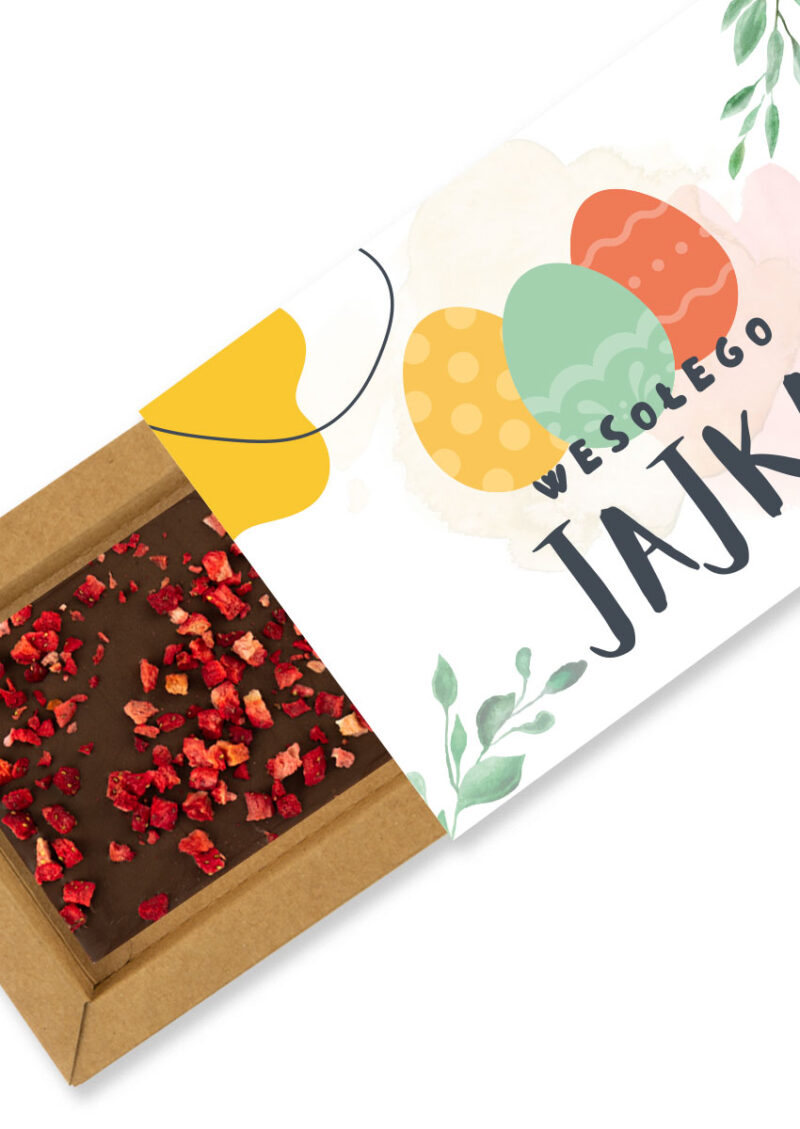 wielkanoc_ml_trus Czekolada mleczna z truskawką w wielkanocnym opakowaniu.