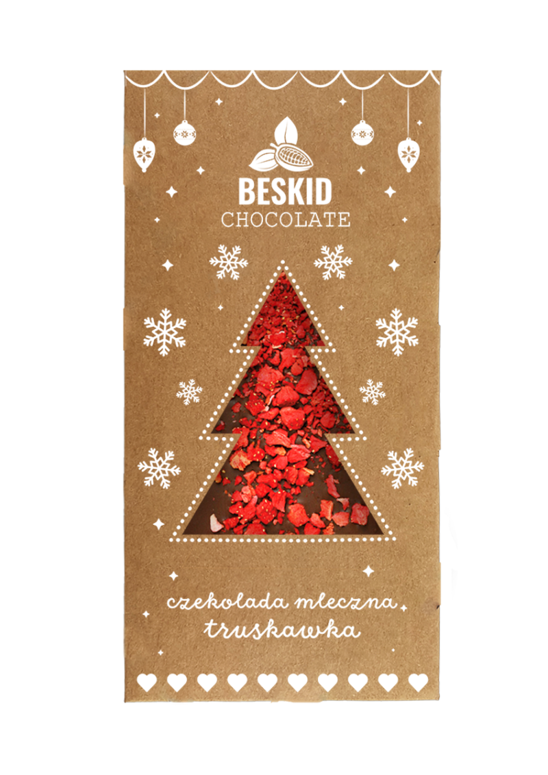 Czekolada świąteczna mleczna z truskawkami 100g Czekolada świąteczna mleczna z truskawkami 100g