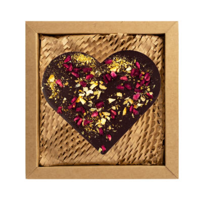 Serce z czekolady ciemnej z granatem i pomarańczą 100g