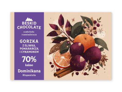 Czekolada gorzka 70% Śliwka Pomarańcza Cynamon
