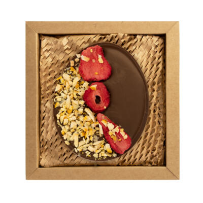 Jajko z czekolady mlecznej z truskawką i pomarańczą 100g