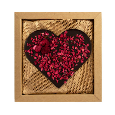 Serce z czekolady gorzkiej z malinami 100g