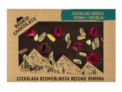 Czekolada gorzka z wiśnią i pistacjami